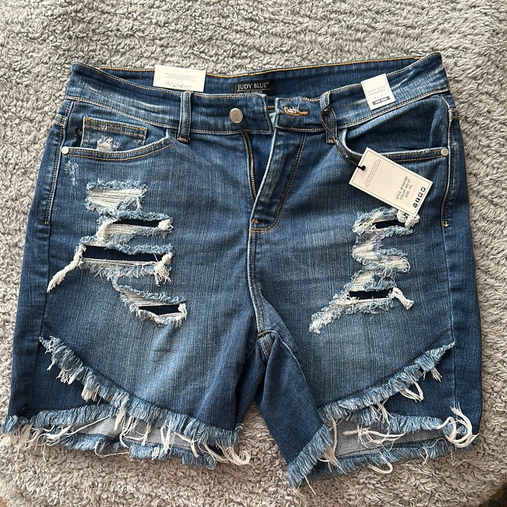 Judy Blue Women's Distressed Blue Denim Shorts